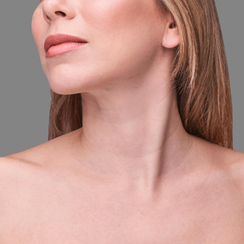 Cosmetology concept. Skin care product. Female portrait. Face mask. Home peeling. Grey background. Copyspace. Facial lifting treatment.